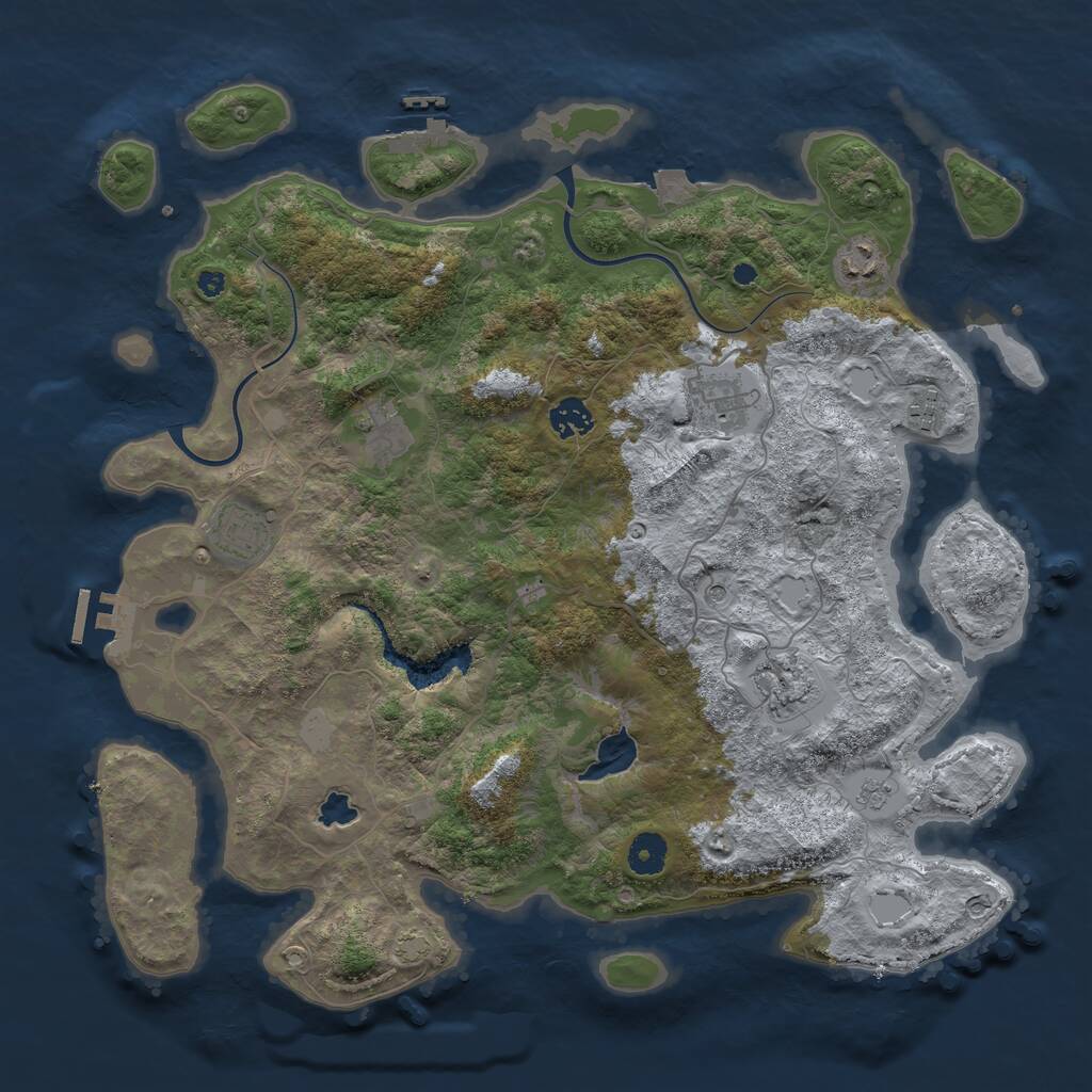 Rust Map: Procedural Map, Size: 4000, Seed: 263895021, 13 Monuments