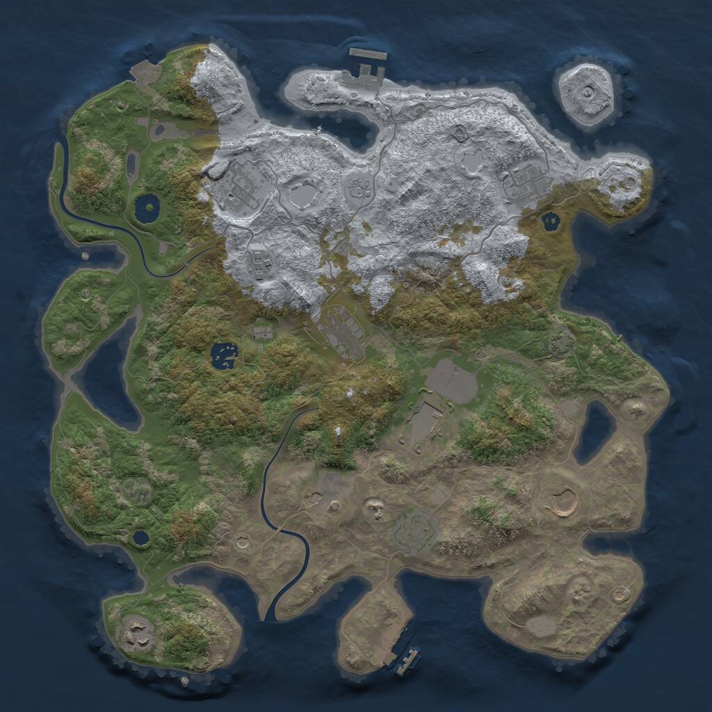 Rust Map: Procedural Map, Size: 3800, Seed: 197529926, 16 Monuments