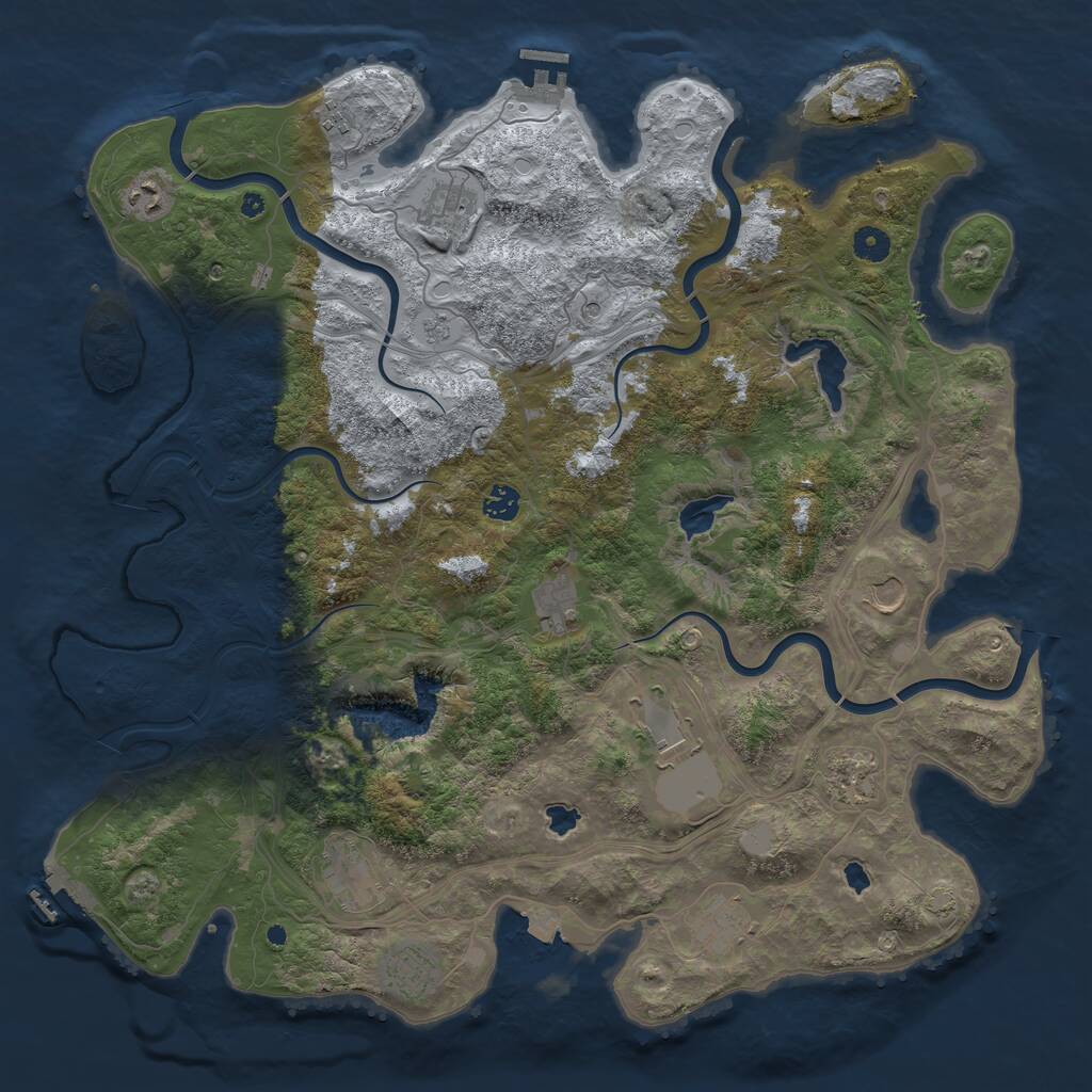 Rust Map: Procedural Map, Size: 4500, Seed: 244422458, 17 Monuments