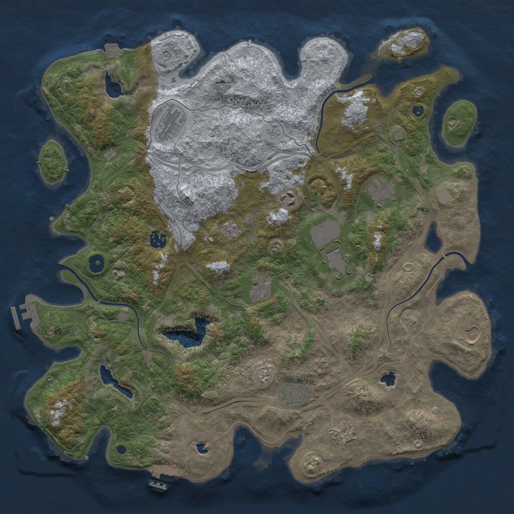 Rust Map: Procedural Map, Size: 4500, Seed: 244422458, 16 Monuments