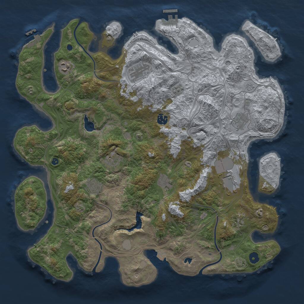 Rust Map: Procedural Map, Size: 4250, Seed: 1391413070, 16 Monuments