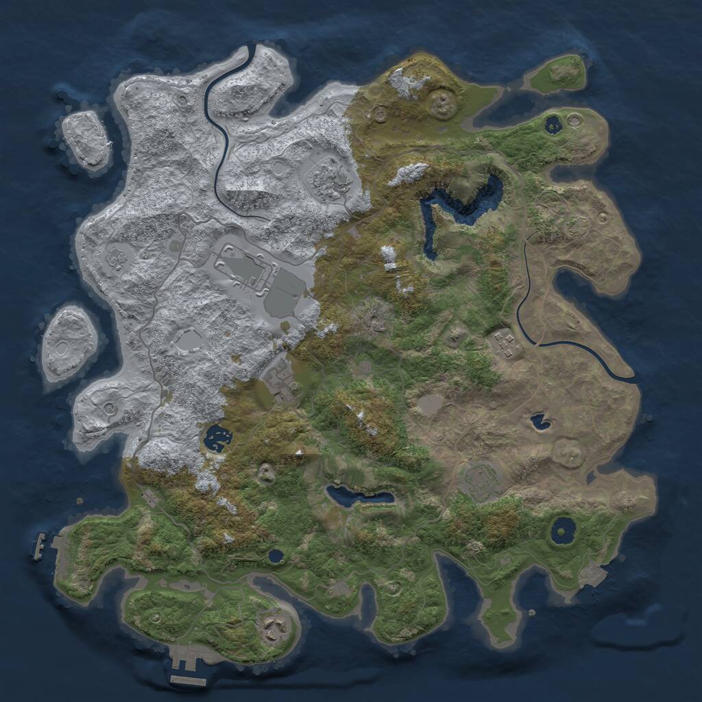Rust Map: Procedural Map, Size: 4000, Seed: 1361595114, 13 Monuments