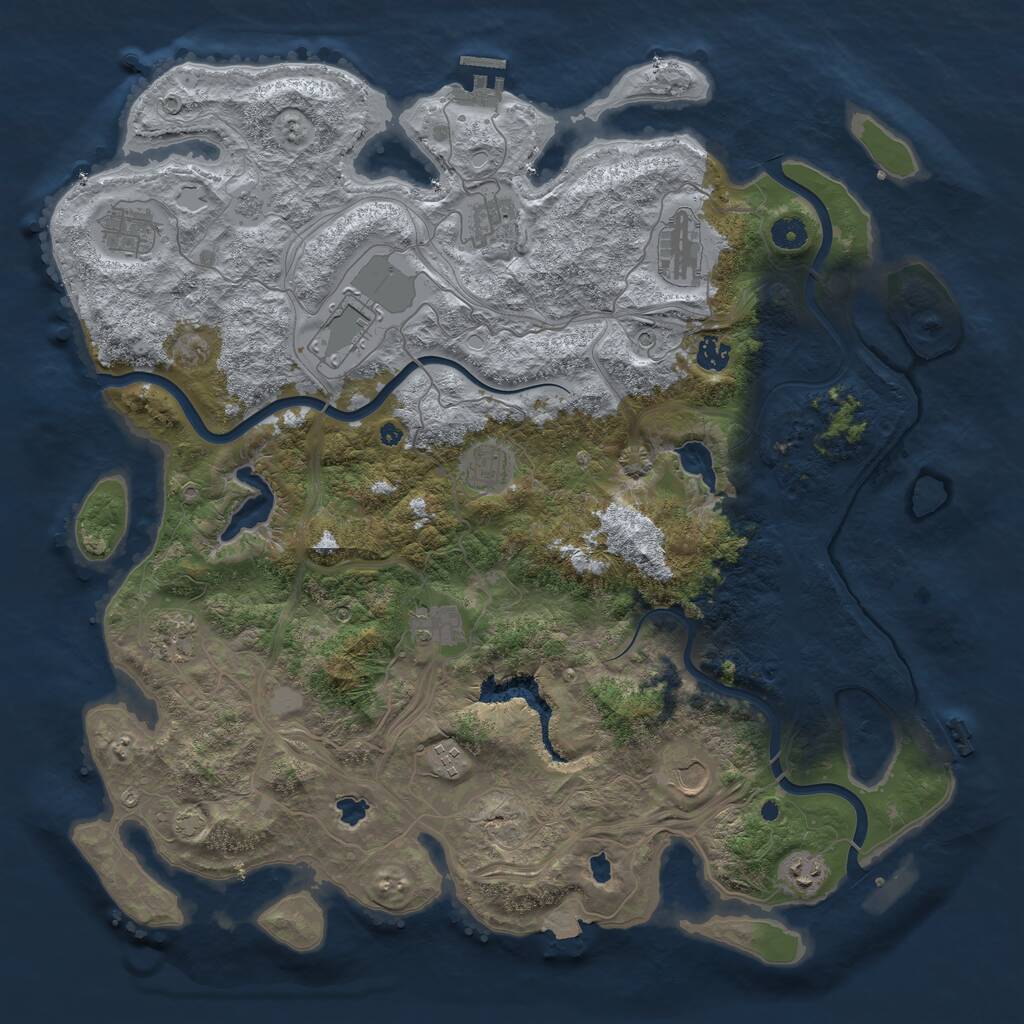Rust Map: Procedural Map, Size: 4500, Seed: 1849304863, 17 Monuments
