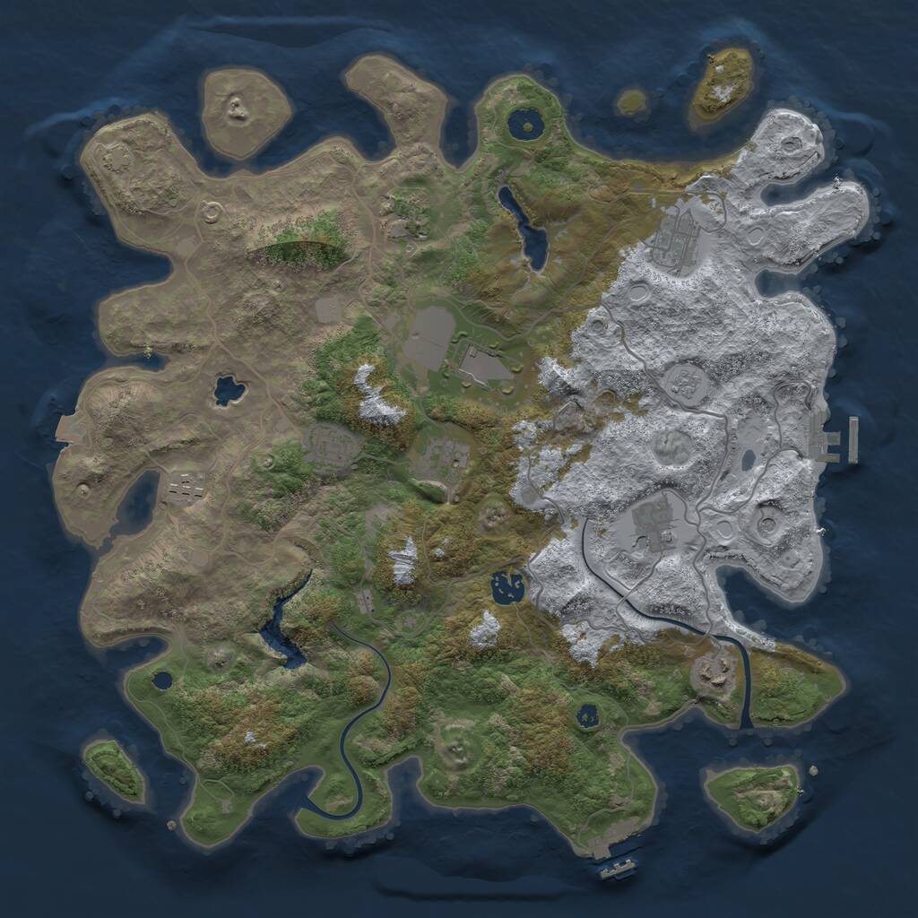 Rust Map: Procedural Map, Size: 4000, Seed: 1269451518, 15 Monuments