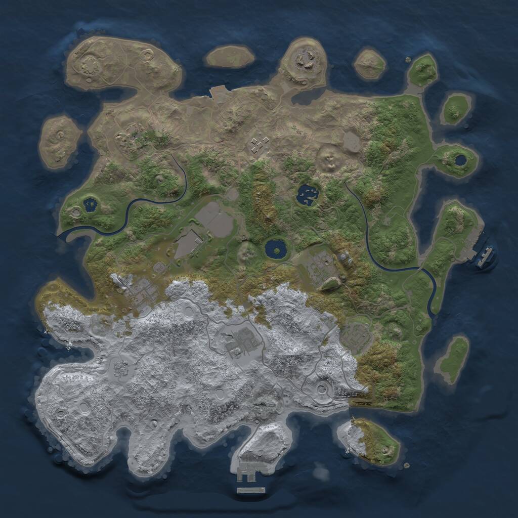 Rust Map: Procedural Map, Size: 3700, Seed: 1279661422, 15 Monuments