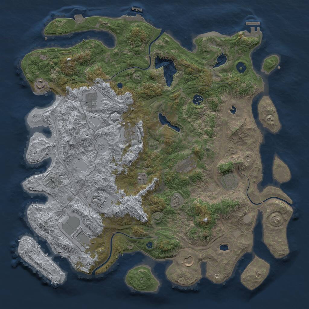 Rust Map: Procedural Map, Size: 4500, Seed: 12541, 16 Monuments