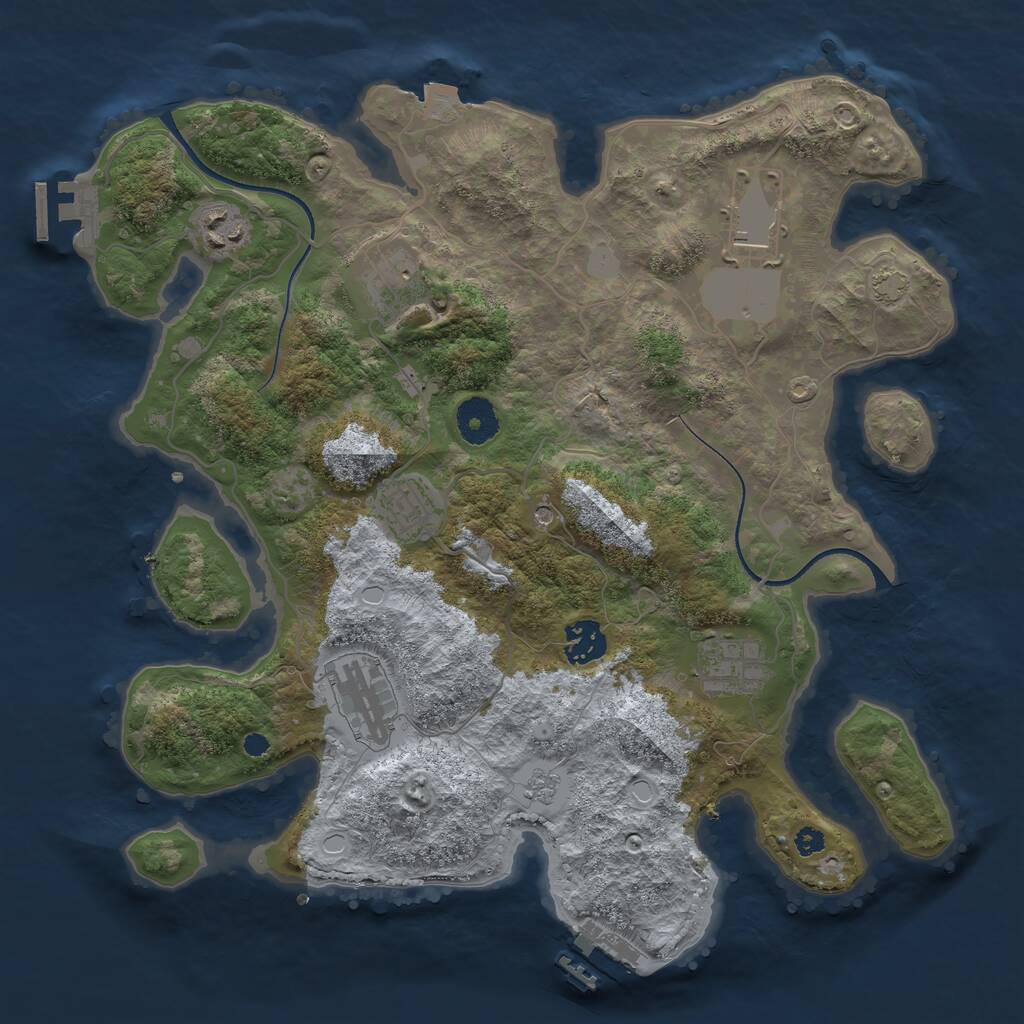 Rust Map: Procedural Map, Size: 3500, Seed: 1352905834, 13 Monuments