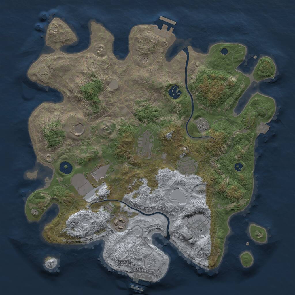 Rust Map: Procedural Map, Size: 3500, Seed: 1144035147, 14 Monuments