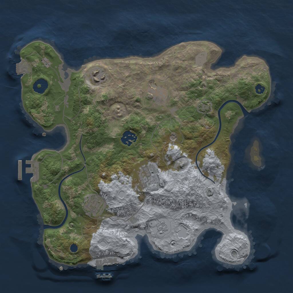 Rust Map: Procedural Map, Size: 3000, Seed: 889395349, 11 Monuments