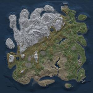 Thumbnail Rust Map: Procedural Map, Size: 4150, Seed: 512025, 14 Monuments