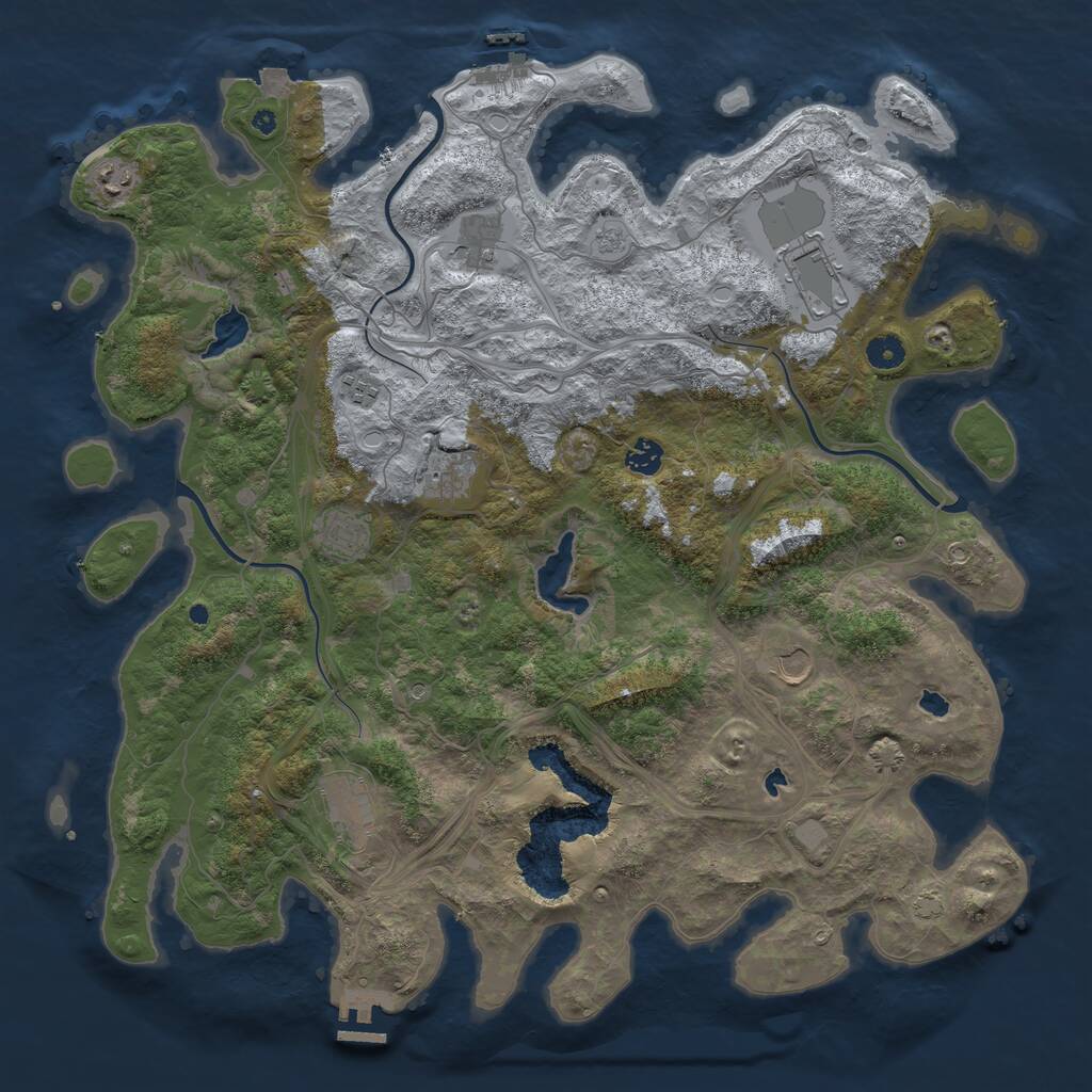 Rust Map: Procedural Map, Size: 4500, Seed: 881096730, 15 Monuments