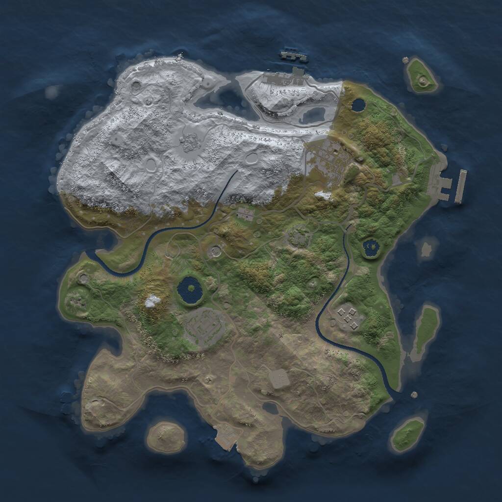 Rust Map: Procedural Map, Size: 3000, Seed: 840212470, 9 Monuments
