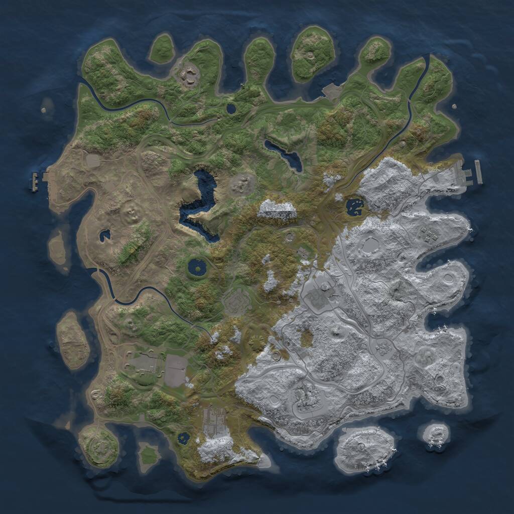 Rust Map: Procedural Map, Size: 4250, Seed: 380099664, 14 Monuments