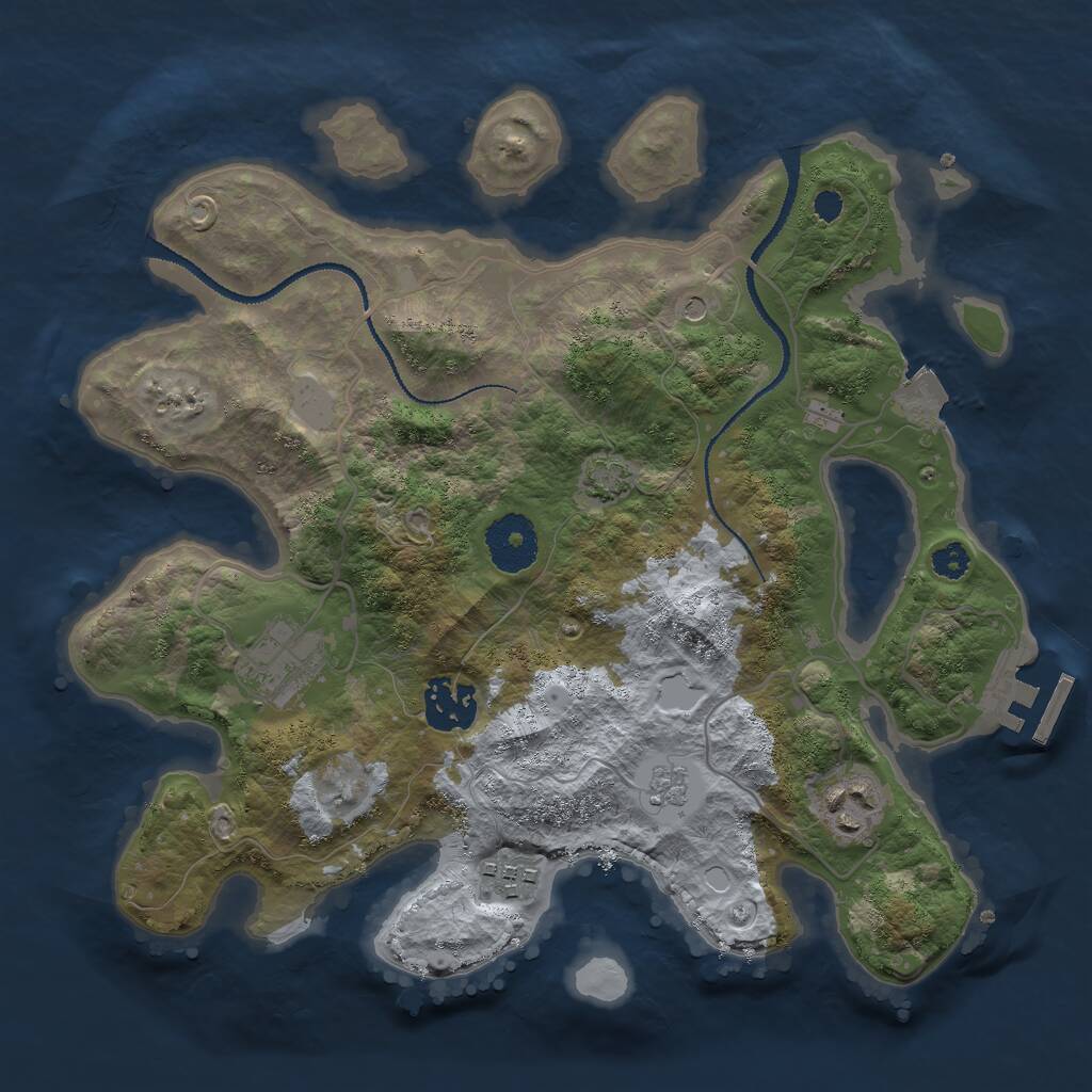 Rust Map: Procedural Map, Size: 3000, Seed: 46535, 9 Monuments