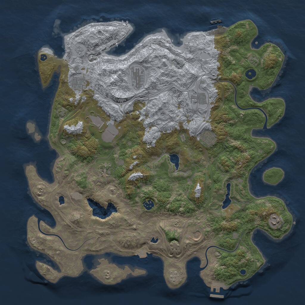 Rust Map: Procedural Map, Size: 4500, Seed: 1032936918, 16 Monuments