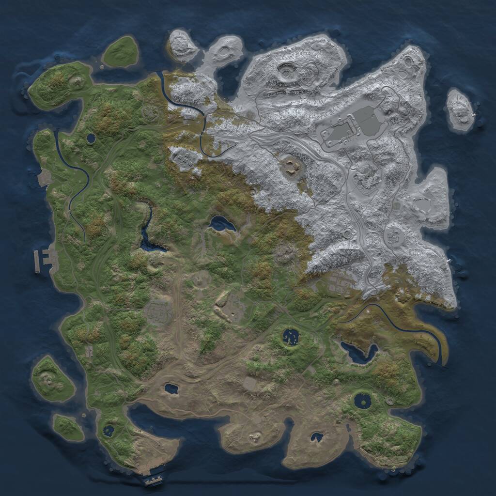 Rust Map: Procedural Map, Size: 4500, Seed: 2059671408, 14 Monuments