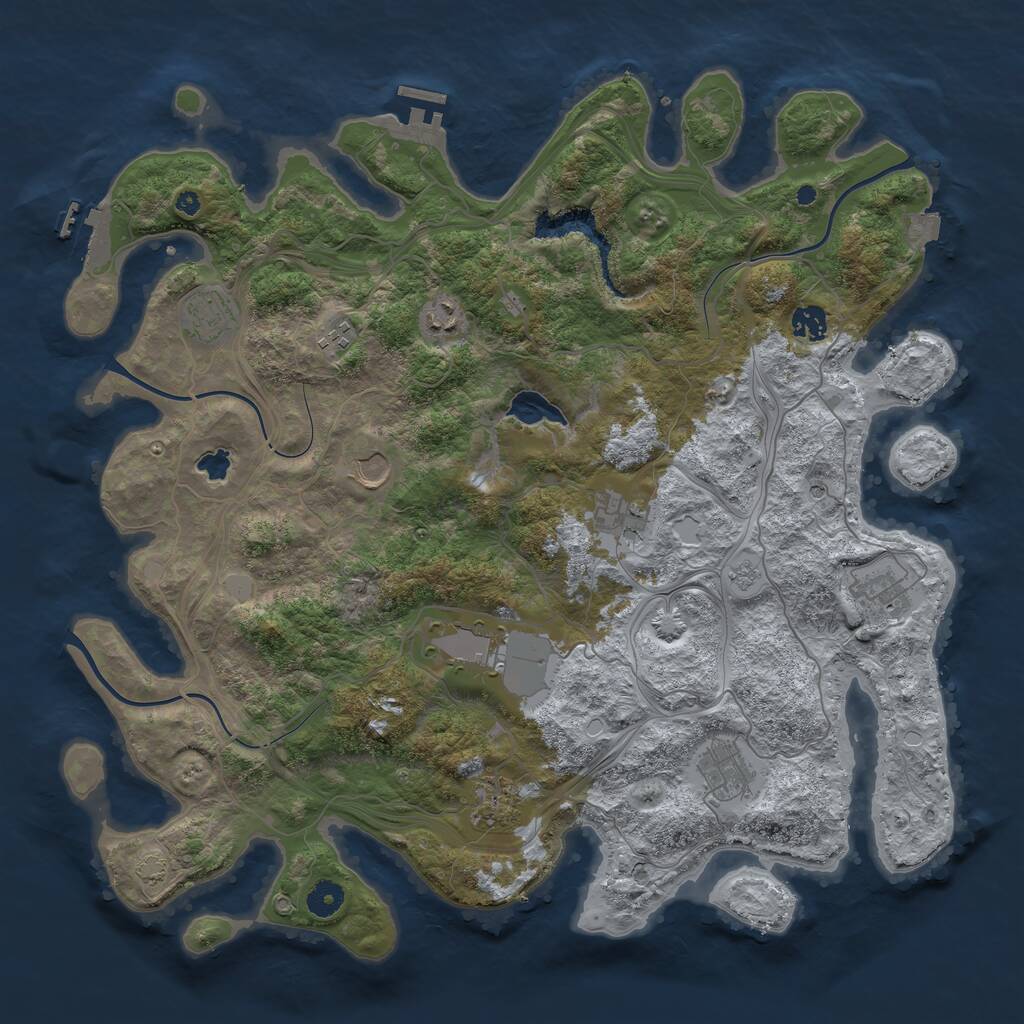 Rust Map: Procedural Map, Size: 4250, Seed: 194597105, 16 Monuments