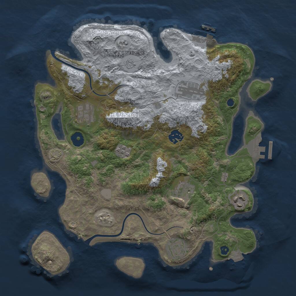 Rust Map: Procedural Map, Size: 3300, Seed: 167081451, 12 Monuments