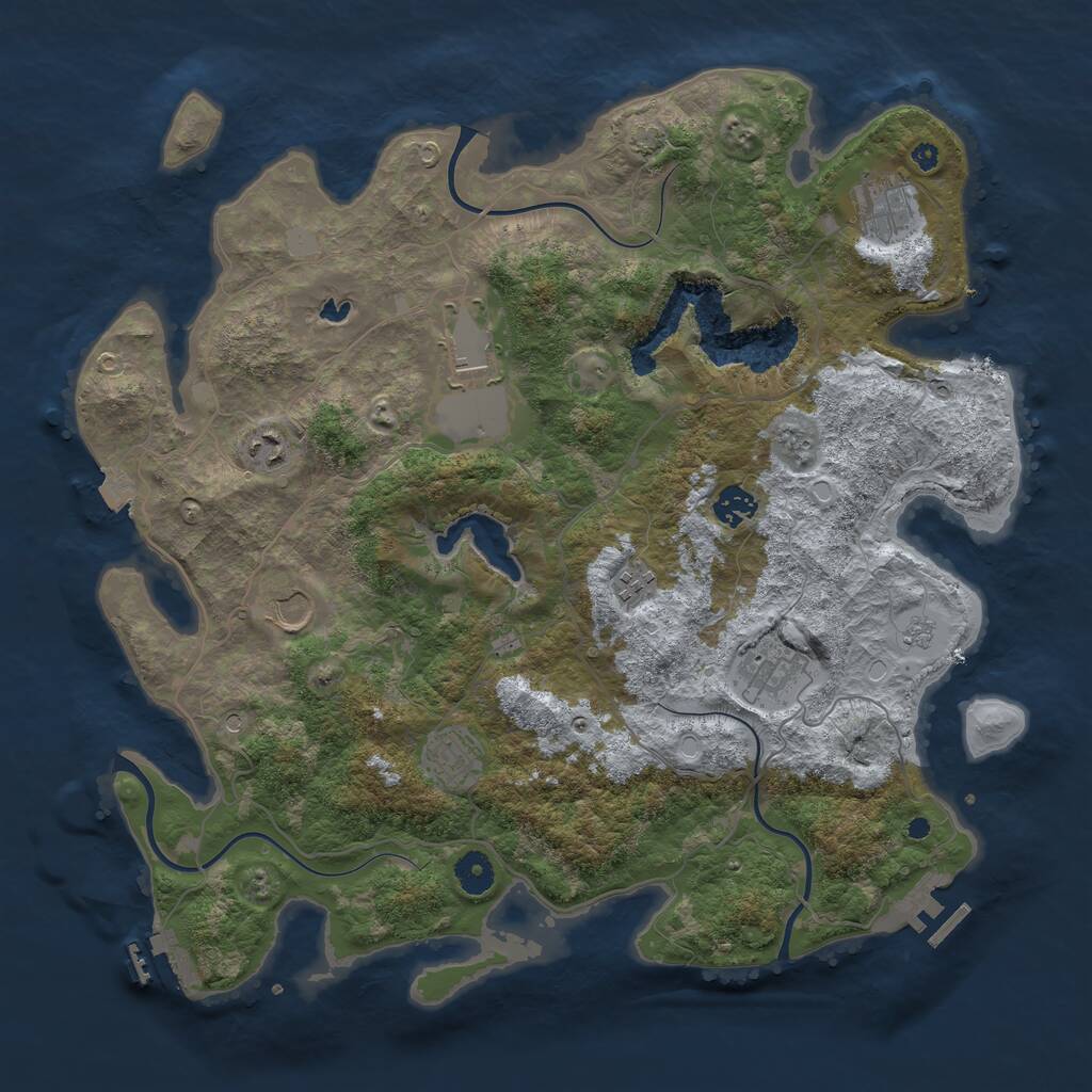 Rust Map: Procedural Map, Size: 4050, Seed: 1409371174, 14 Monuments