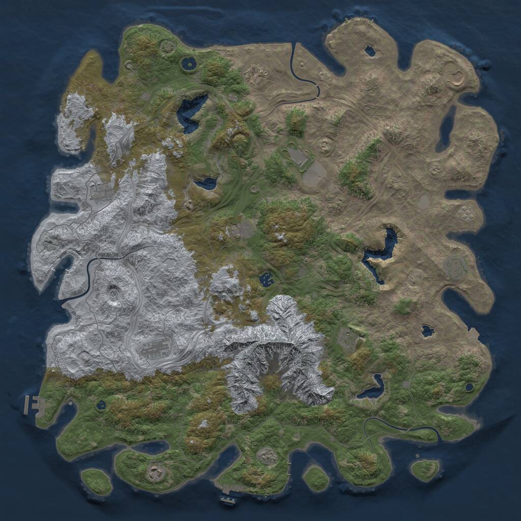 Rust Map: Procedural Map, Size: 5500, Seed: 1268386497, 17 Monuments