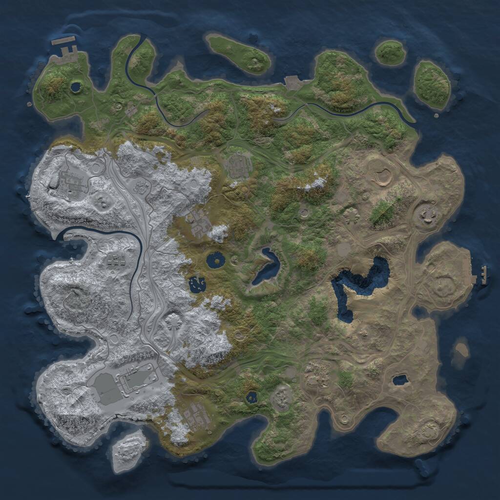 Rust Map: Procedural Map, Size: 4250, Seed: 245341701, 16 Monuments