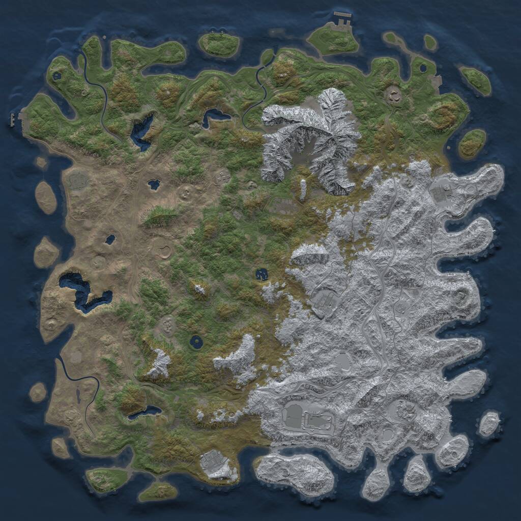 Rust Map: Procedural Map, Size: 6000, Seed: 1281195481, 17 Monuments