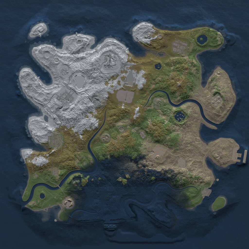 Rust Map: Procedural Map, Size: 3800, Seed: 2108478060, 15 Monuments