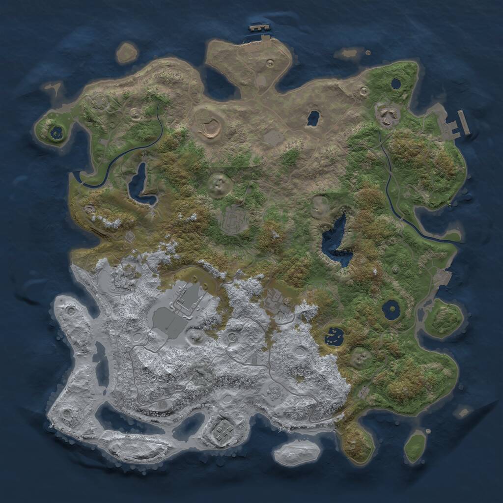 Rust Map: Procedural Map, Size: 4000, Seed: 894391803, 14 Monuments