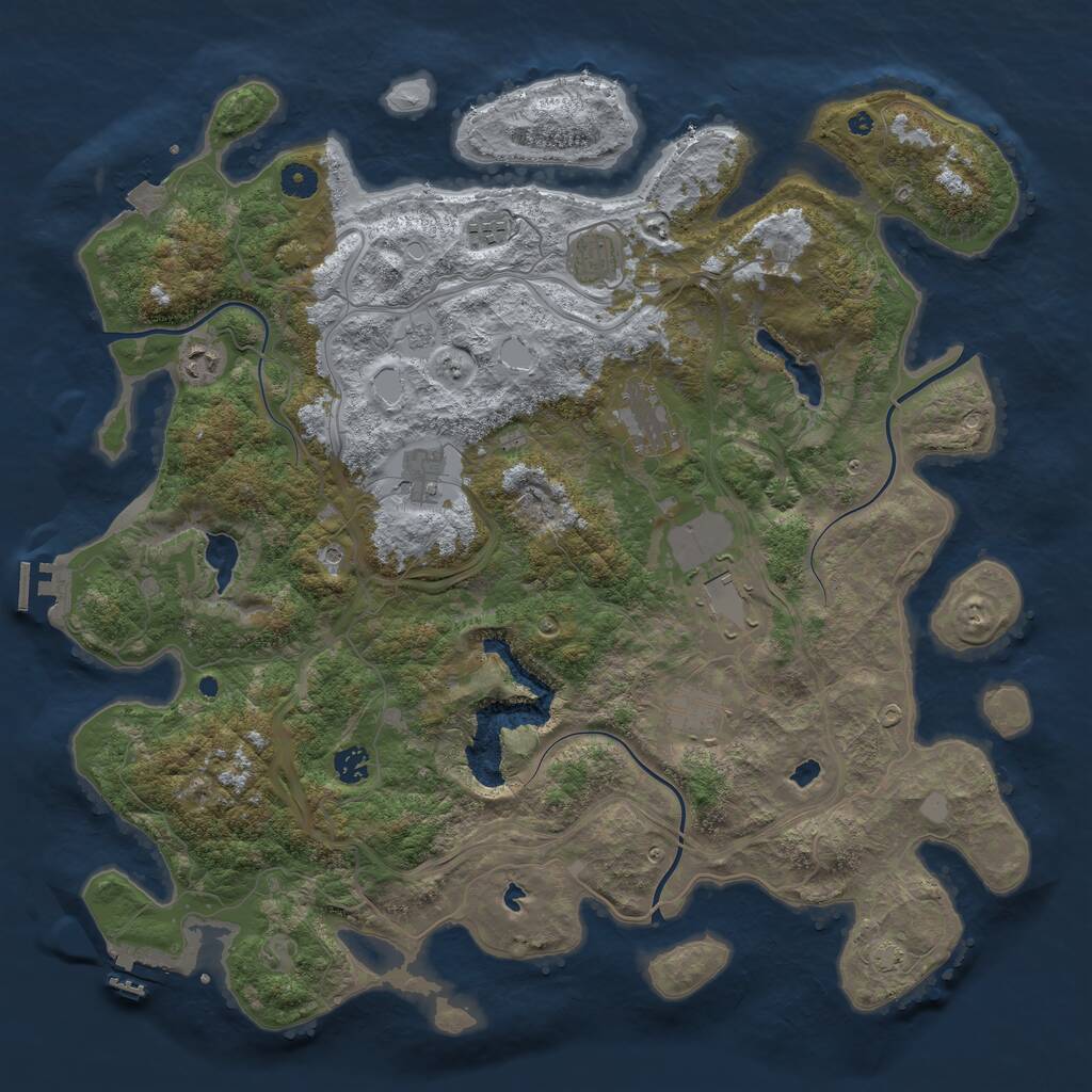 Rust Map: Procedural Map, Size: 4500, Seed: 1049179676, 14 Monuments