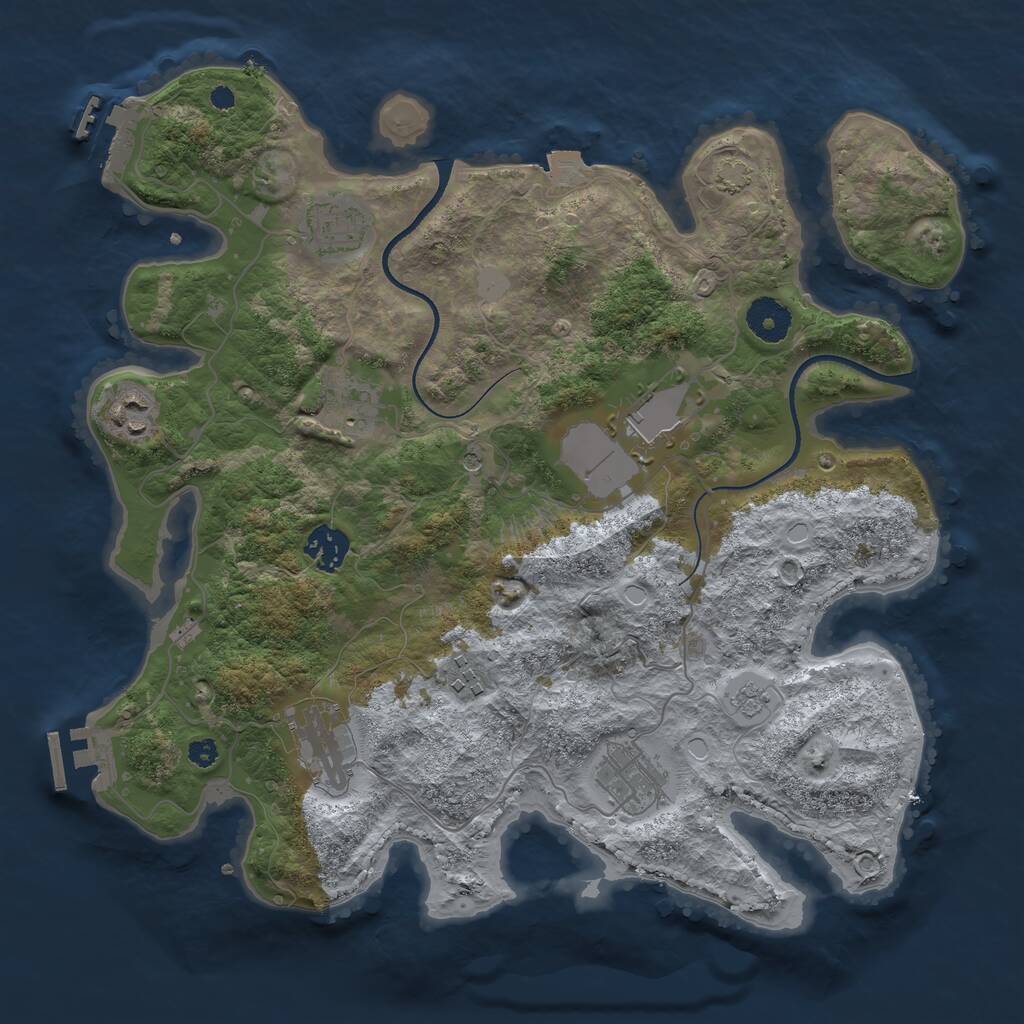 Rust Map: Procedural Map, Size: 3500, Seed: 153383710, 14 Monuments