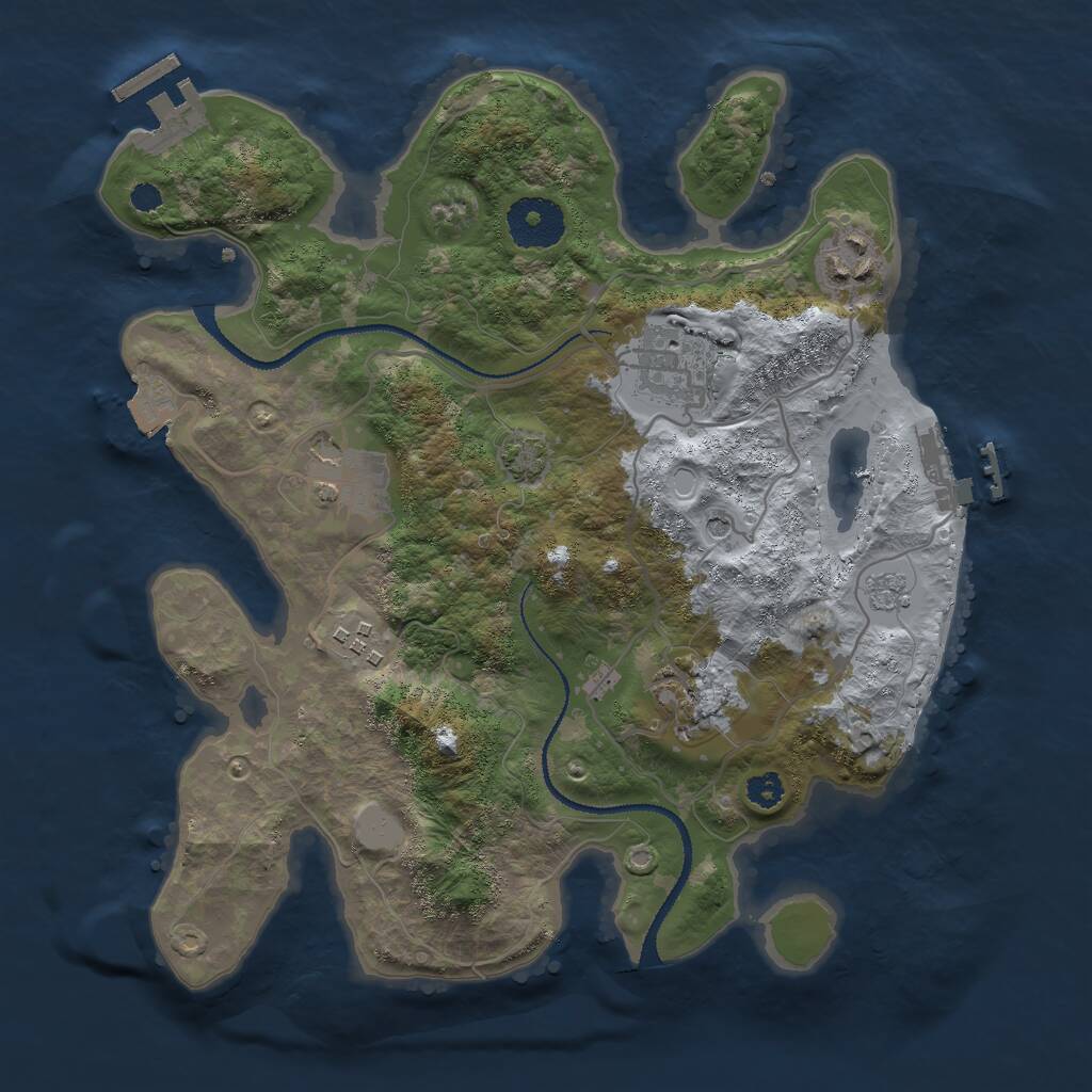 Rust Map: Procedural Map, Size: 3000, Seed: 1925888112, 11 Monuments