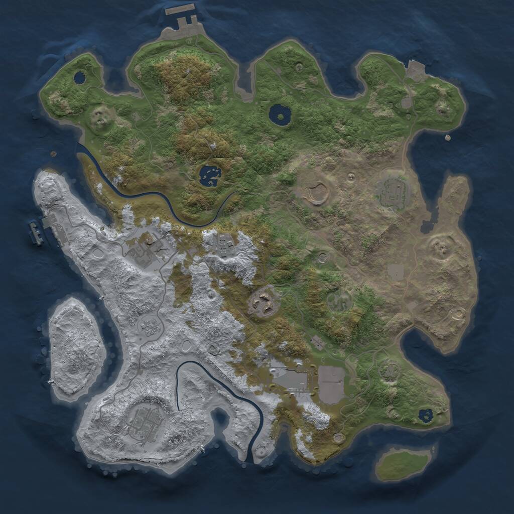 Rust Map: Procedural Map, Size: 3500, Seed: 1428232488, 14 Monuments