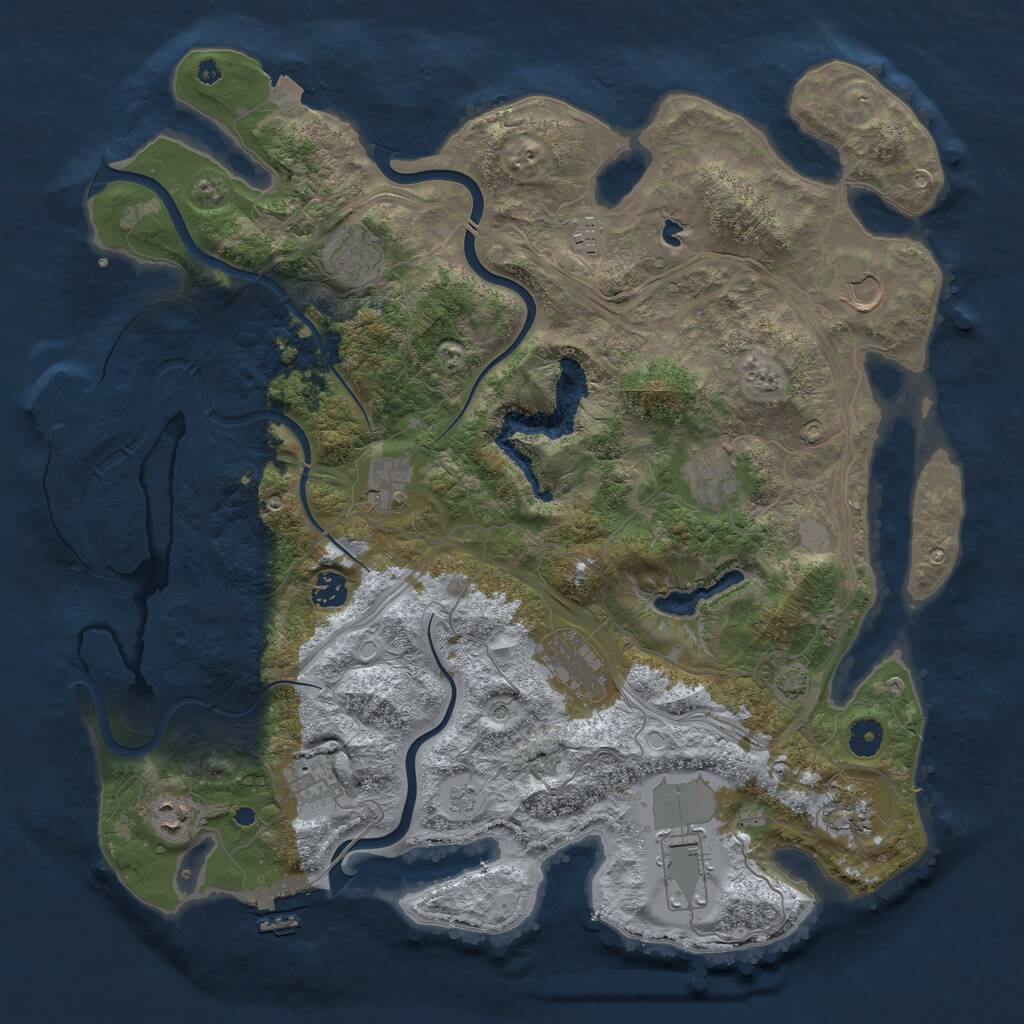 Rust Map: Procedural Map, Size: 4250, Seed: 1029326937, 17 Monuments