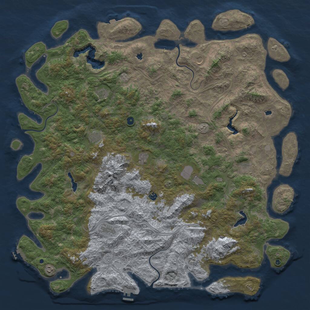 Rust Map: Procedural Map, Size: 6000, Seed: 1231257723, 17 Monuments