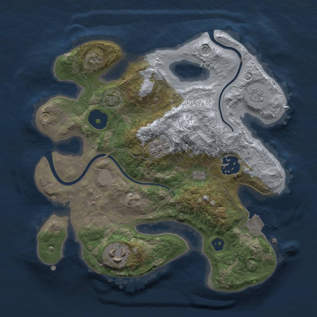 Rust Map: Procedural Map, Size: 2500, Seed: 1276037790, 6 Monuments