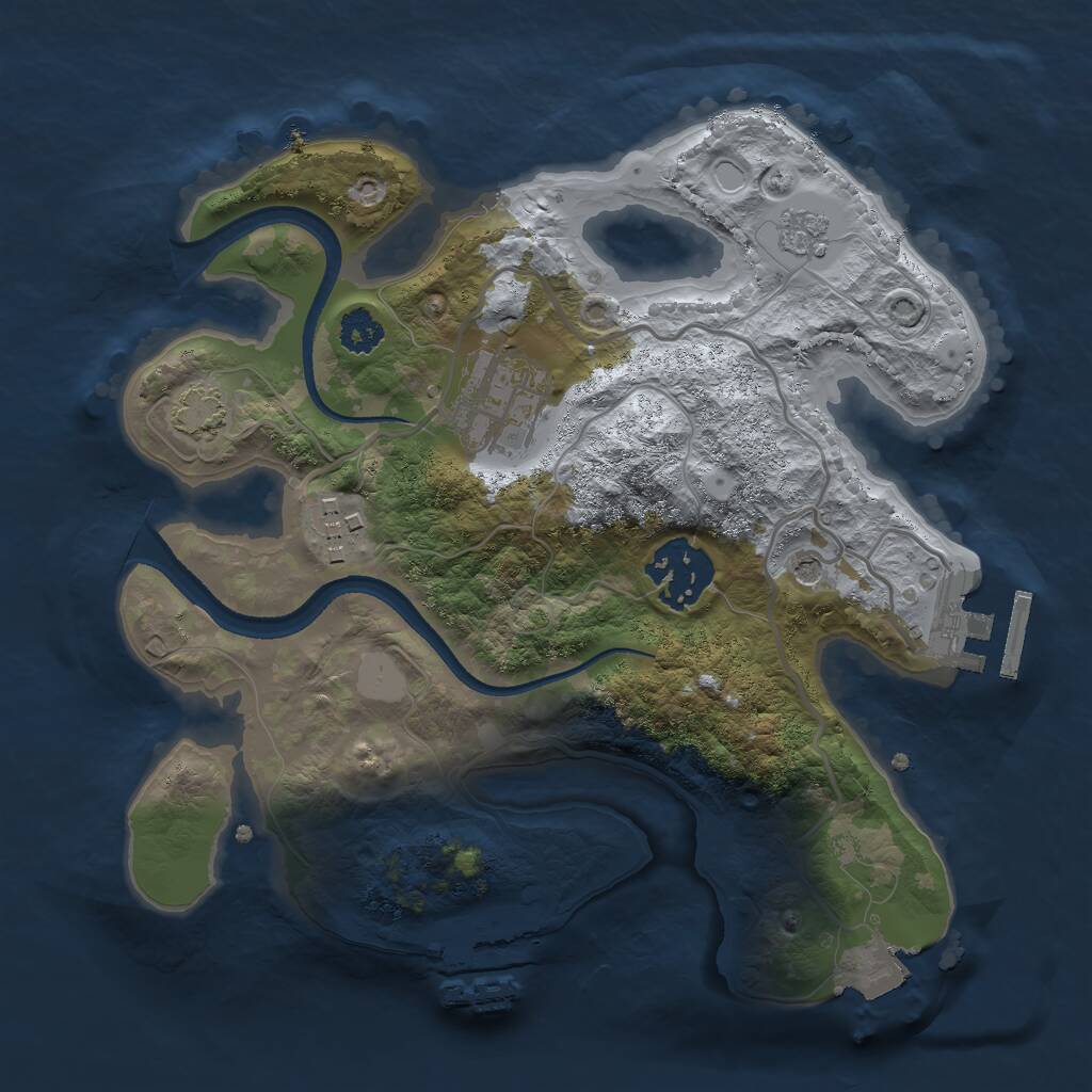 Rust Map: Procedural Map, Size: 2500, Seed: 1276037790, 9 Monuments