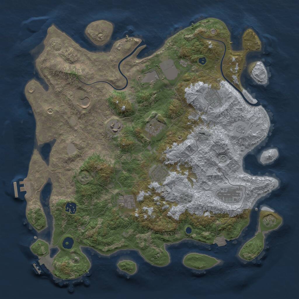 Rust Map: Procedural Map, Size: 3900, Seed: 660547847, 16 Monuments