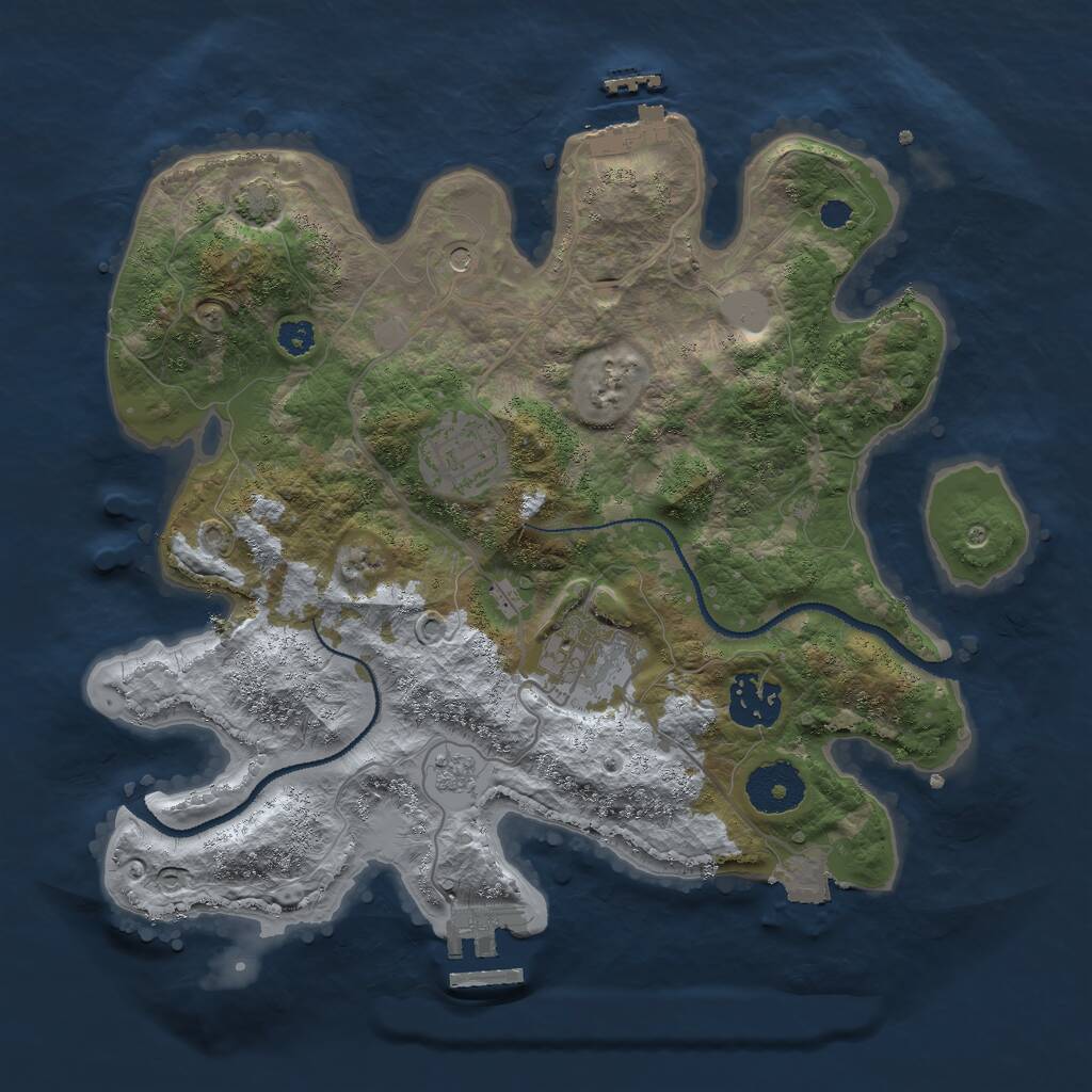Rust Map: Procedural Map, Size: 3000, Seed: 1437665449, 9 Monuments