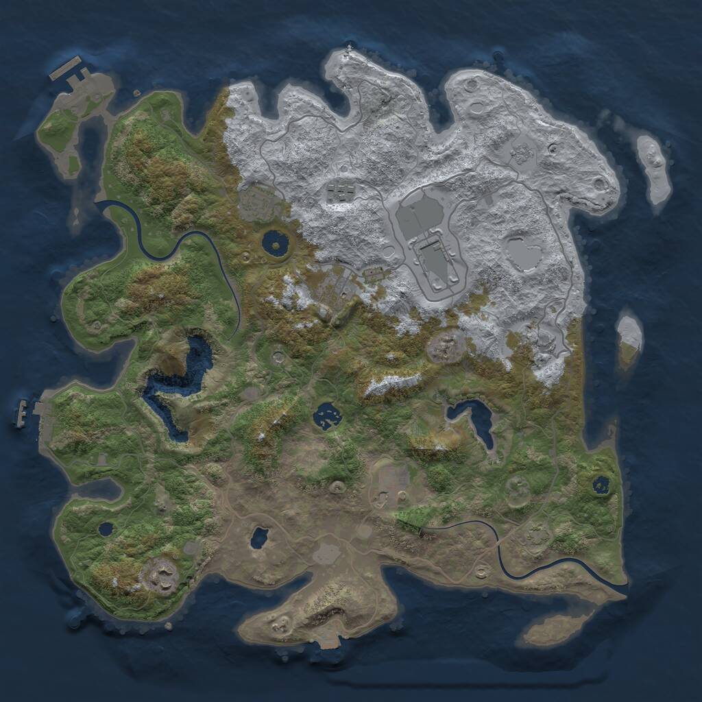 Rust Map: Procedural Map, Size: 4000, Seed: 7586973, 14 Monuments