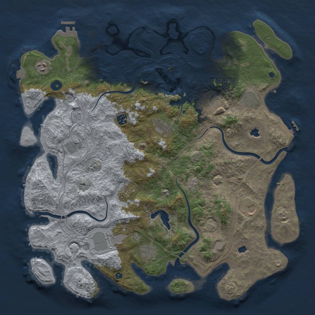 Rust Map: Procedural Map, Size: 4500, Seed: 135641612, 17 Monuments