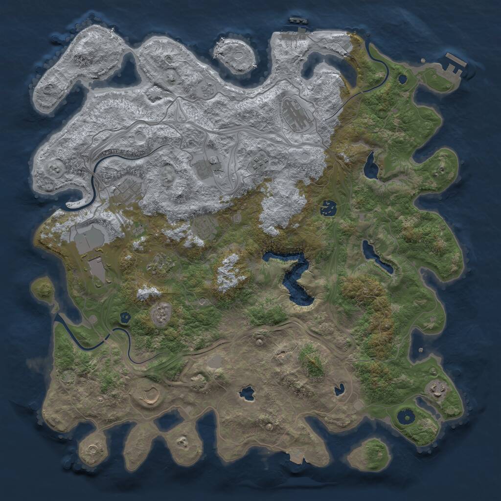 Rust Map: Procedural Map, Size: 4500, Seed: 924691375, 16 Monuments
