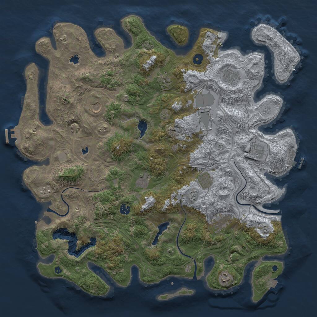 Rust Map: Procedural Map, Size: 4500, Seed: 1208618004, 17 Monuments