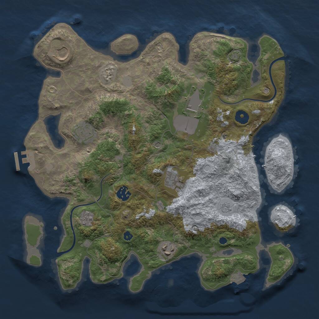 Rust Map: Procedural Map, Size: 3500, Seed: 863297038, 12 Monuments