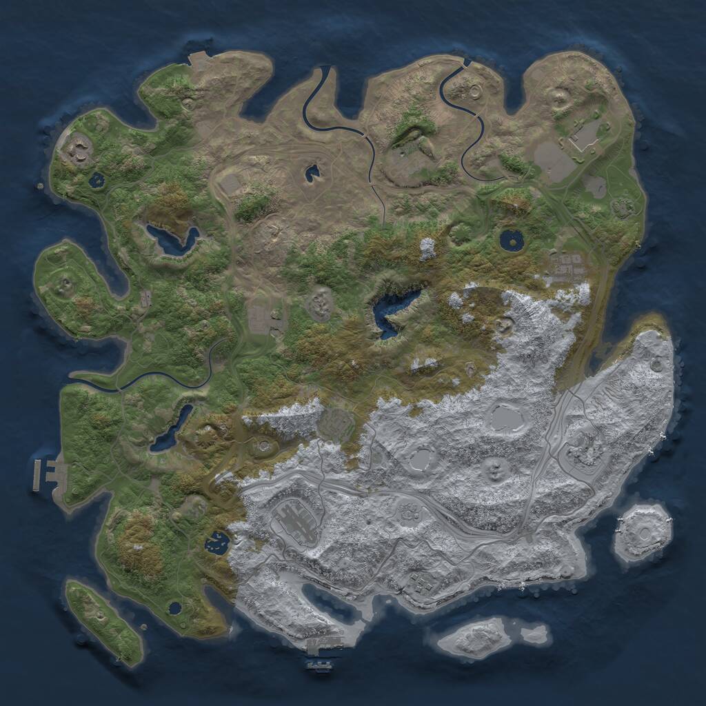 Rust Map: Procedural Map, Size: 4500, Seed: 790264004, 16 Monuments
