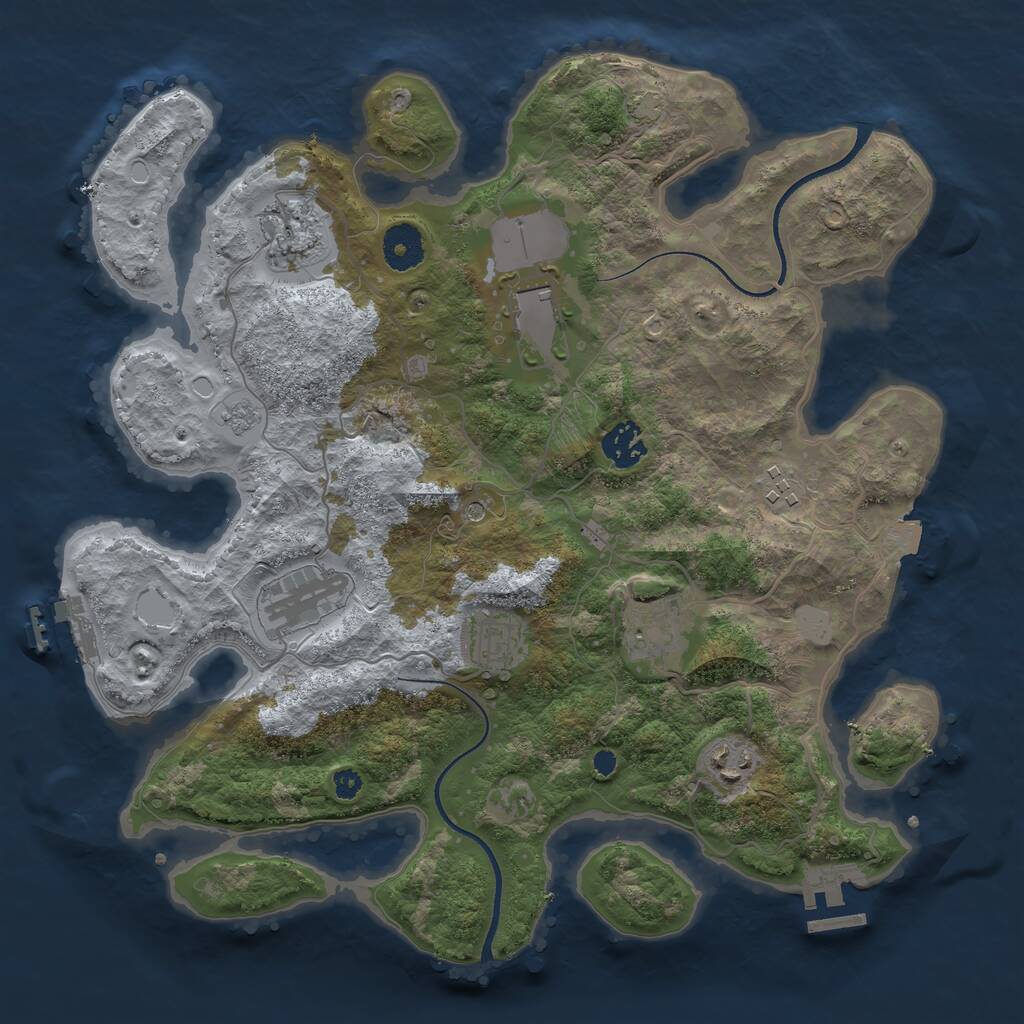 Rust Map: Procedural Map, Size: 3500, Seed: 984889998, 14 Monuments
