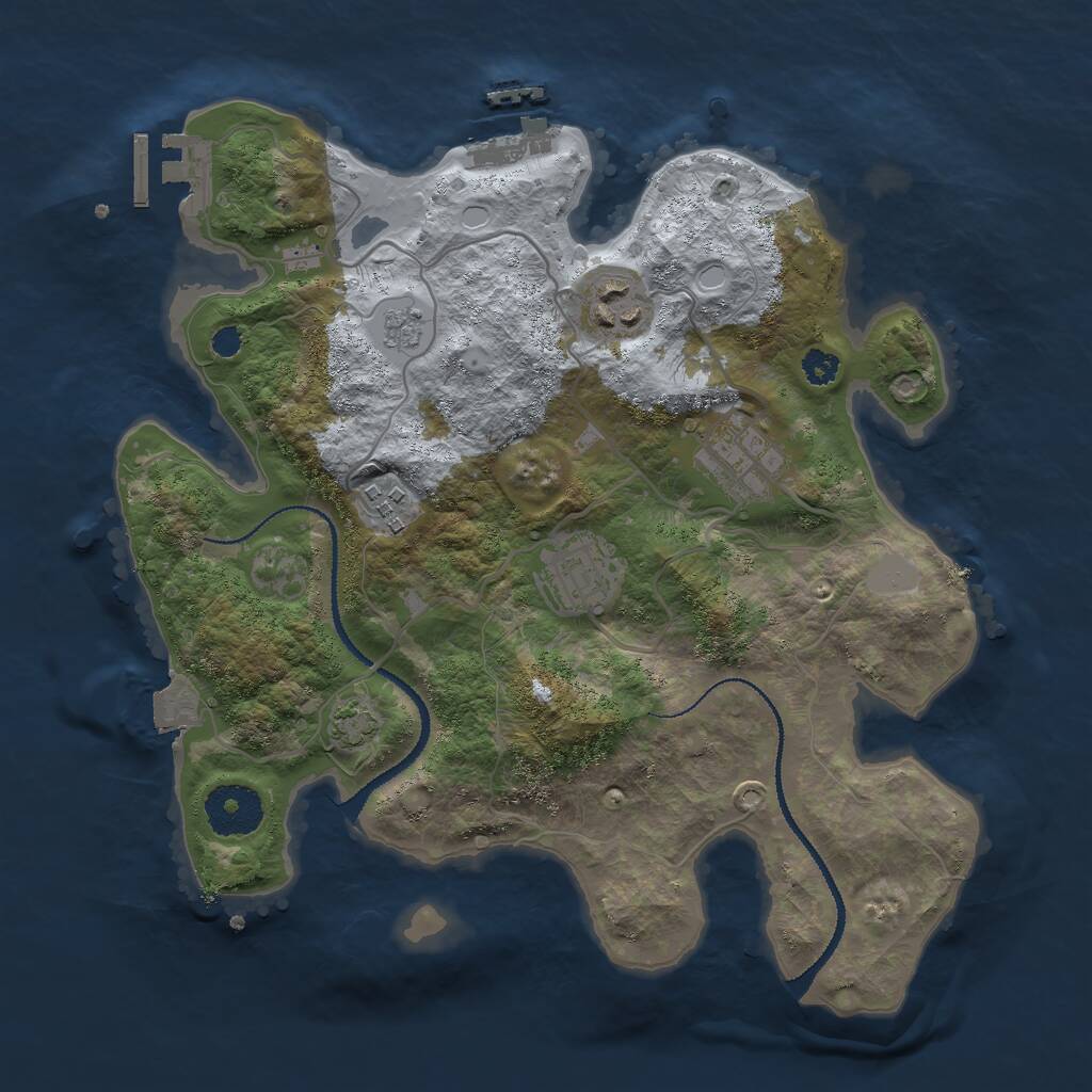 Rust Map: Procedural Map, Size: 3000, Seed: 24077, 9 Monuments