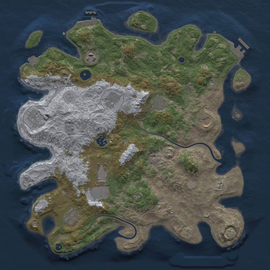 Rust Map: Procedural Map, Size: 3900, Seed: 1117119121, 16 Monuments