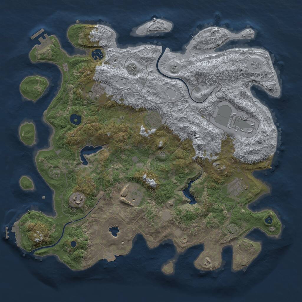 Rust Map: Procedural Map, Size: 4000, Seed: 184977175, 14 Monuments