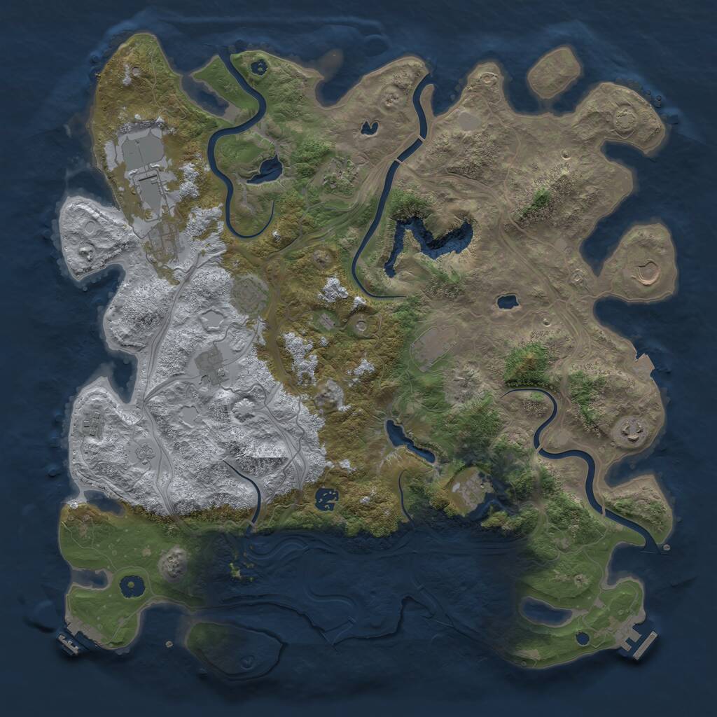 Rust Map: Procedural Map, Size: 4500, Seed: 649861369, 17 Monuments
