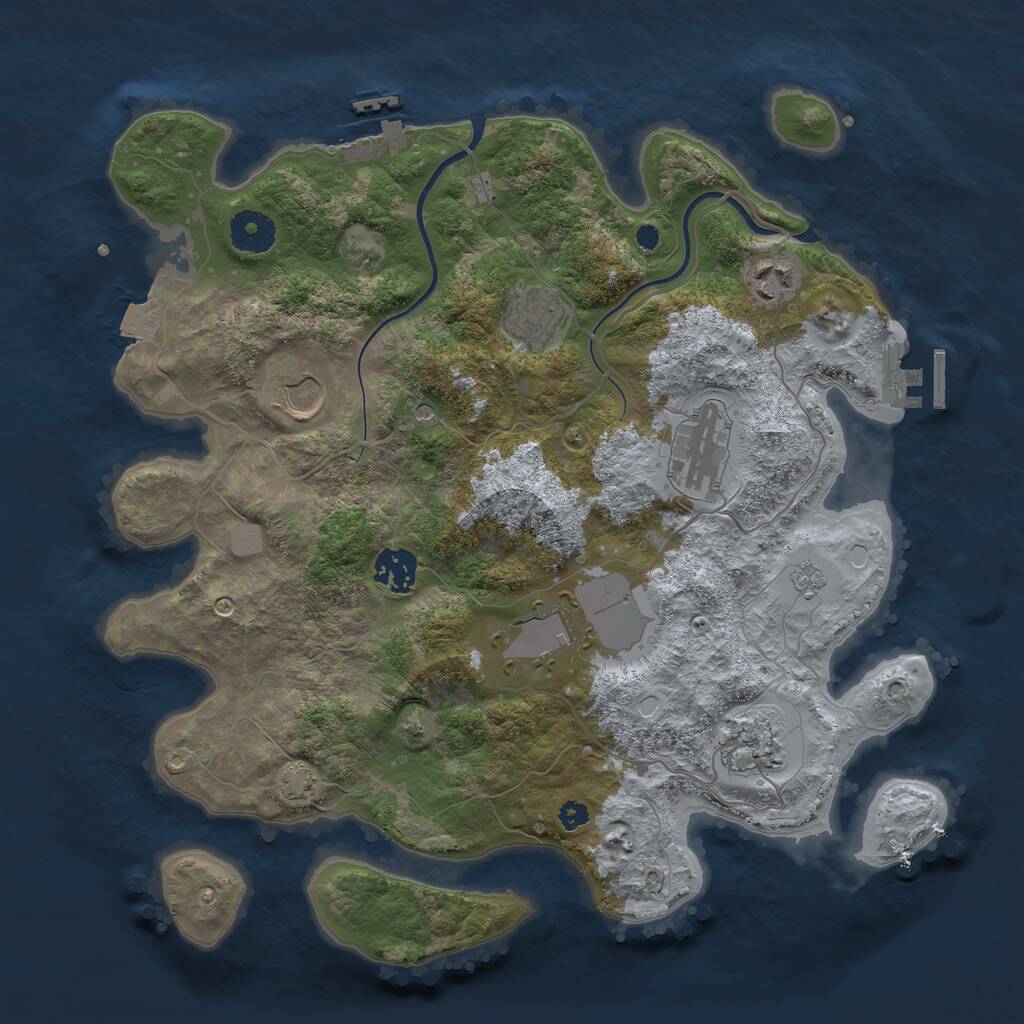 Rust Map: Procedural Map, Size: 3500, Seed: 605518955, 13 Monuments